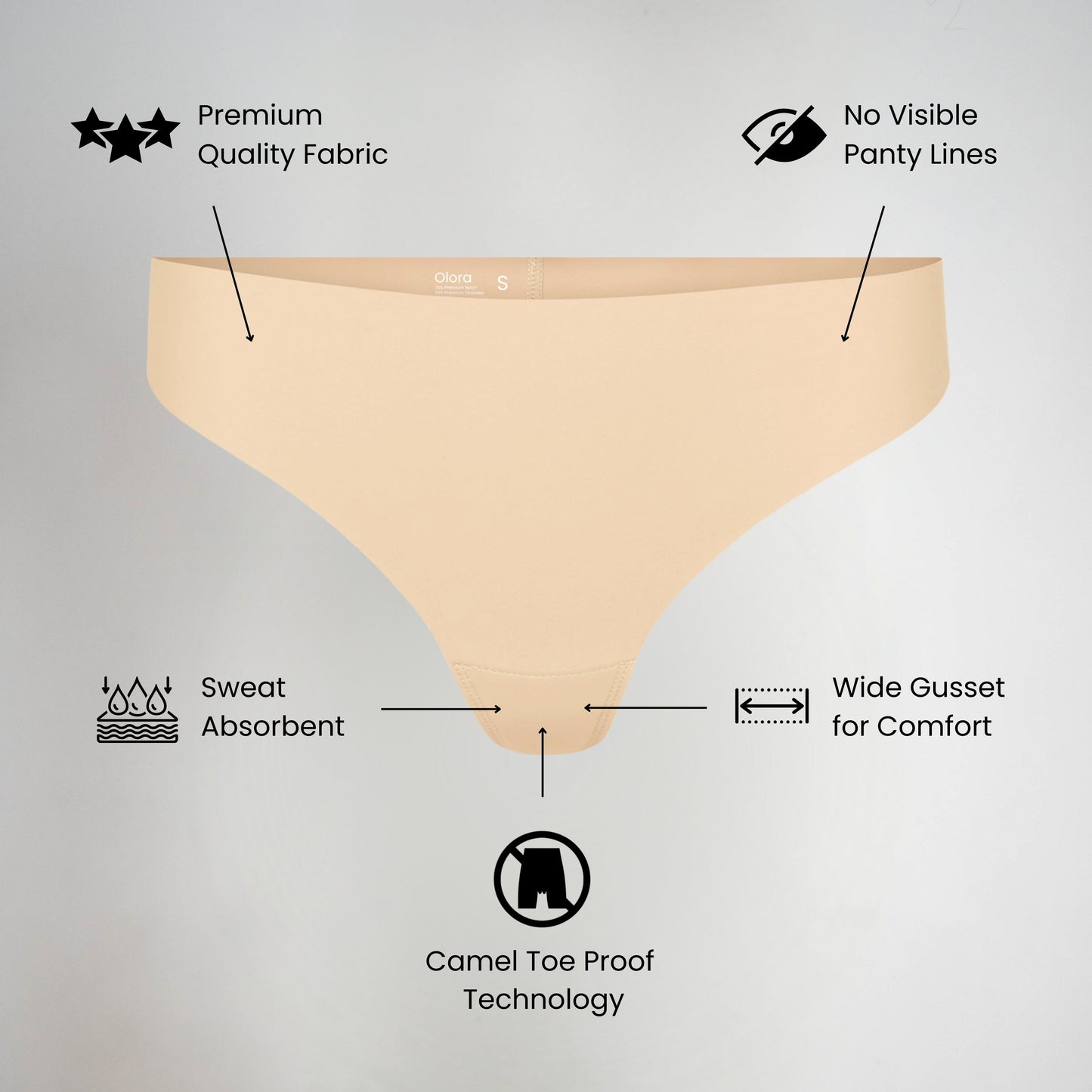 Olora Invisible Camel Toe Thong Mid Rise