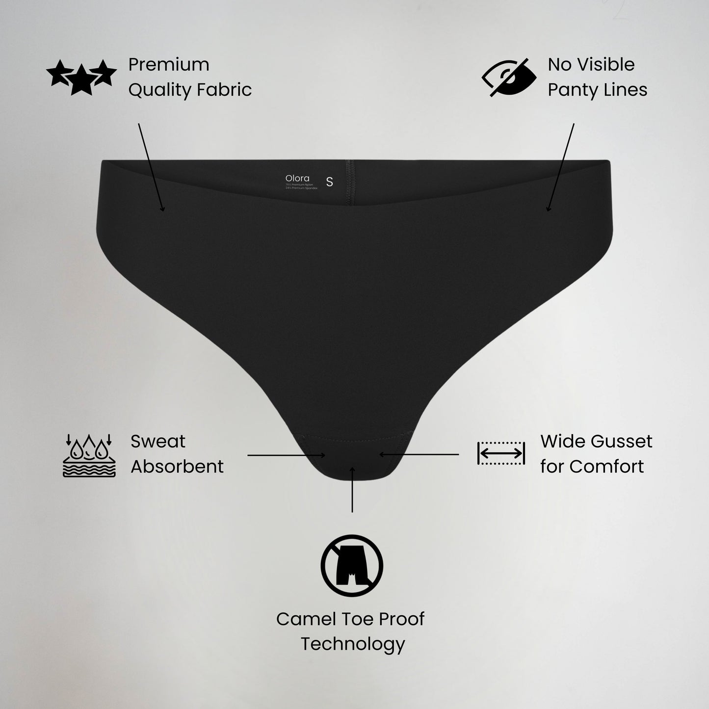 Olora Invisible Camel Toe Thong Mid Rise