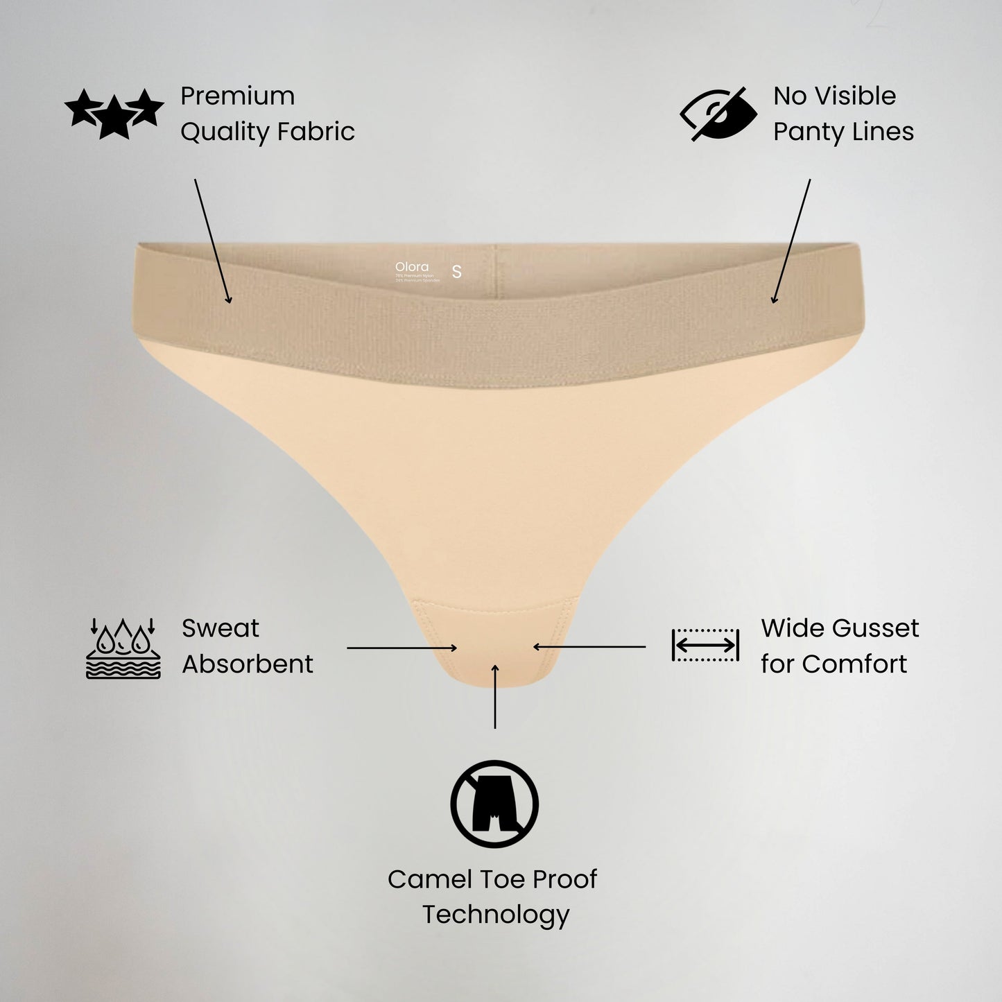 Olora Invisible Camel Toe Thong Low Rise